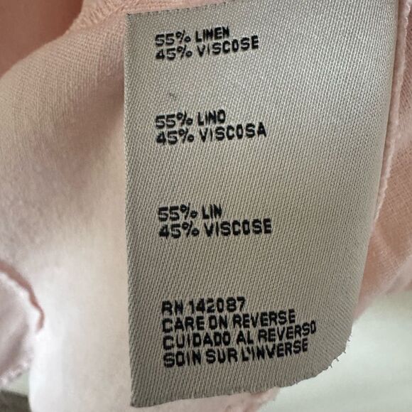 Simply Noelle Button Front Shirt Sz XXL Baby Pink Linen Blend Roll Tab Sleeve - Picture 7 of 7